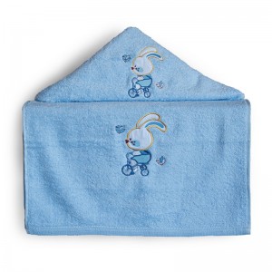 Σετ πετσέτες bebe 2τμχ με κέντημα - Bike Blue Πετσέτες Μπεμπέ