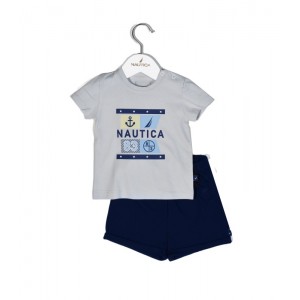 Nautica Des.15 Σετ T-Shirt & Shorts Jersey Grey/Navy 92cm 2 ετών Αξεσουάρ