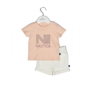 Nautica Des.16 Σετ T-Shirt & Shorts Jersey Salmon/Ecru 92cm 2 ετών Αξεσουάρ