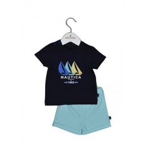 Nautica Des.18 Σετ T-Shirt & Shorts Jersey Navy/Mint 98cm 3 ετών Αξεσουάρ