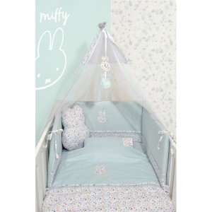 Miffy Des.70 Σετ προίκας 8 τεμαχίων Μέντα με Κέντημα Βρεφικά σετ