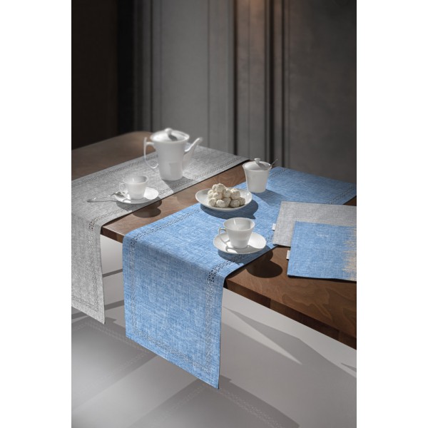 Τραβέρσες - Τραπεζομαντηλα - RUNNER 2007 BLUE JEAN laser cut 40X160 Saint Clair