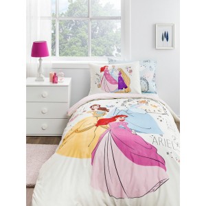 Σετ παπλωματοθήκης βαμβακερής Disney 3τμχ 160x230 Princess time Disney