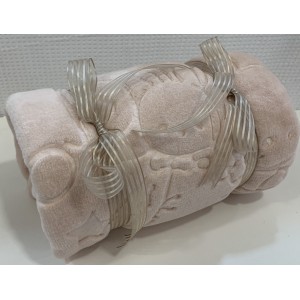 Κουβέρτα κούνιας teddy bear ροζ 110x150 Κουβέρτες