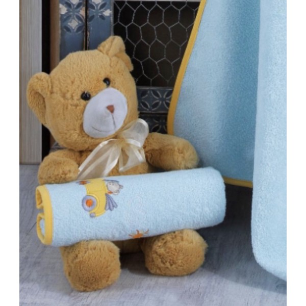 Σετ βρεφικές πετσέτες 2τμχ με κέντημα baby car Πετσέτες Μπεμπέ