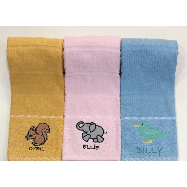 Σετ παιδικές πετσέτες με κέντημα σε κουτάκι 3τμχ 40x70 100% βαμβάκι Cyril-Ellie-Billy Πετσέτες Μπεμπέ