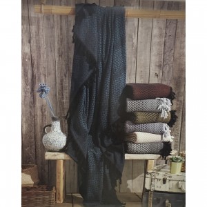 Κουβέρτα πλεχτή ημίδιπλη black 205X235 Κουβέρτες