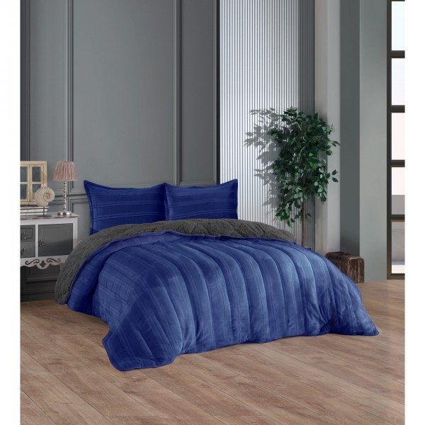 Κουβέρτες - Κουβέρτα fleece υπέρδιπλη 220x240 blue Modavana