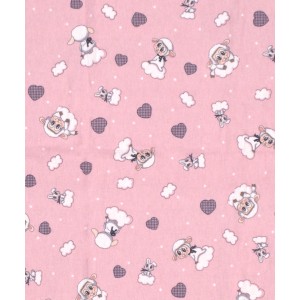DIMcol ΠΑΝΑ ΦΑΝΕΛΛΑ ΒΡΕΦ Flannel Cotton 100% 80X80 Προβατάκι 05 Pink Dimcol