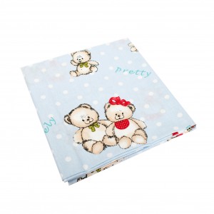 DIMcol ΠΑΠΛΩΜΑΤΟΘΗΚΗ ΕΜΠΡΙΜΕ ΒΡΕΦ Cotton 100% 120Χ160 Two Lovely Bears 64 Blue Dimcol