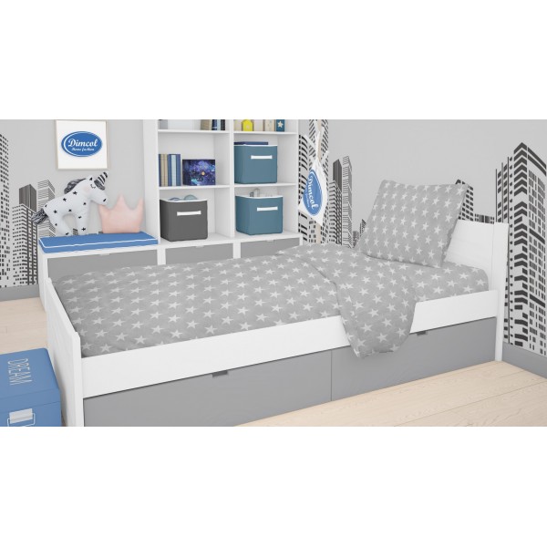DIMcol ΣΕΝΤΟΝΙΑ ΕΜΠΡΙΜΕ ΣΕΤ 3 τεμ ΠΑΙΔ Cotton 100% 160Χ240 Star 35 ΓΚΡΙ Dimcol