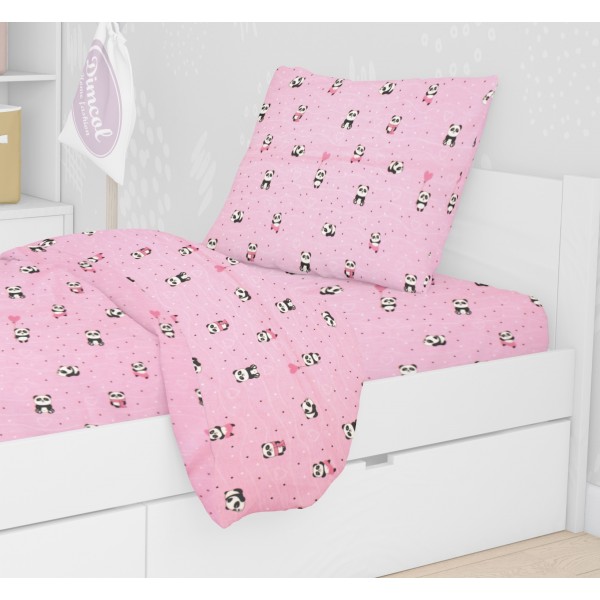 DIMcol ΜΑΞΙΛΑΡΟΘΗΚΗ ΕΜΠΡΙΜΕ ΠΑΙΔ Cotton 100% 50Χ70 PANDA 111 Pink Dimcol