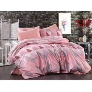 DIMcol ΣΕΝΤΟΝΙΑ ΕΜΠΡΙΜΕ ΣΕΤ 3 τεμ ΕΝΗΛ Flannel Cotton 100% 220Χ240 Geometrical 331 Pink-Salmon Dimcol